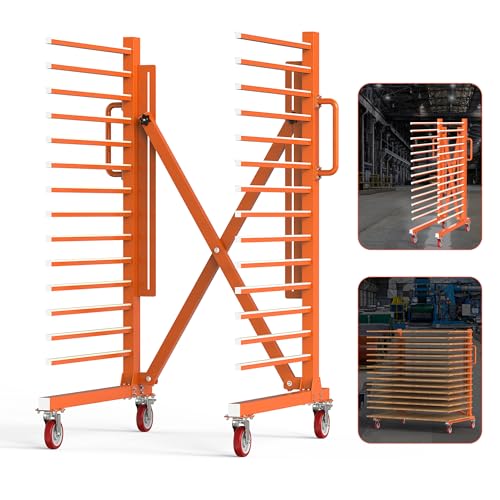 GARVIN 15-Tier Paint Drying Rack with Wheels, Adjustable Width 12"-58", Heavy Duty Cabinet Door Drying Rack, 110 lbs Per Shelf, Space-Saving Metal Paint Rack for Workshop, Spray Booth, Factory