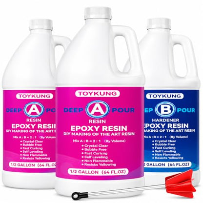 Deep Pour Epoxy Resin, 1.5 Gallon 2 to 4 Inch Depth Crystal Clear Bubble Free High Gloss Self Leveling for River Table Top, Bar Top, Coating, Art Mold Crafts Epoxy Resin 2:1 - size: 1.5 Gallon
