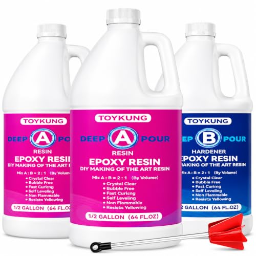 Deep Pour Epoxy Resin, 1.5 Gallon 2 to 4 Inch Depth Crystal Clear Bubble Free High Gloss Self Leveling for River Table Top, Bar Top, Coating, Art Mold Crafts Epoxy Resin 2:1 - size: 1.5 Gallon