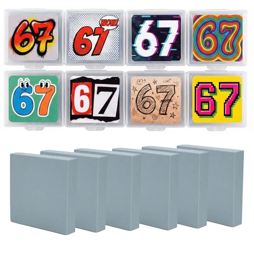 67 Theme Kneaded Erasers (8 Count), Moldable Putty Erasers in Individual Plastic Cases for Pencil, Charcoal & Graphite Drawing (Style 2) - style: Style 2