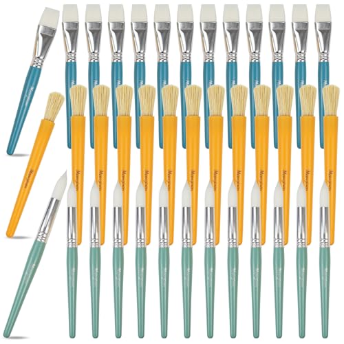36 Pcs Paintbrush Variety Pack - 3 Brush Types for Kids, Classroom Art Supplies, Easy Grip Handles - size: 36PCS