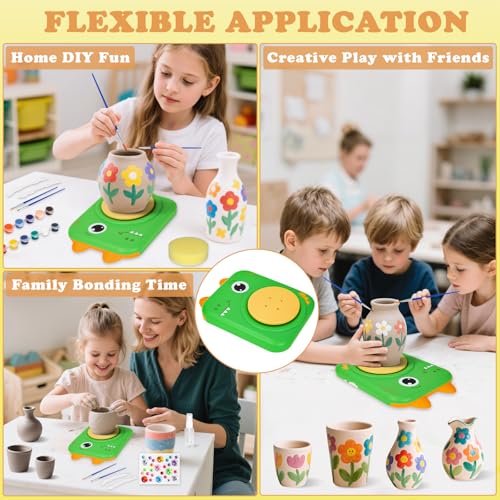 Pottery Wheel for Kids, Art Supplies Arts & Crafts Kit, Crafts Toys for Girls 6+, Pottery Studio Craft Kit with 4 Pack Air-Dry Clay,Girls Toys Birthday Christmas Gift for Kids Ages 6 7 8 9 10 11 12+ - color: Green -Dinosaur