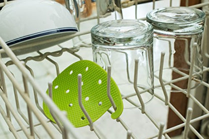 Vegetable Scrubber Brush : Double Sided Fruit and Vegetable Scrubber - Multi Use: Potato Scrubber - Carrot Brush - Trivet - Jar Opener by Cestari Kitchen - color: Green