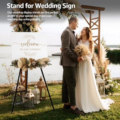 NianFeng Wooden Easel Stand for Sign, Easel Display Stand Floor for Wedding Sign with Adjustable Tray, 63-Inch, Tripod A-Frame Poster Light Duty, Welcome, Art Show & Baby Shower (Black) - color: Black