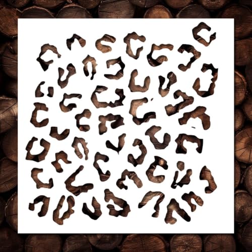 Cheetah Print Stencil Template - Reusable Animal Print Jaguar Stencils for Painting on Wood, Glass, Wall Rock, Walls, Canvas, Glassware, Spray Painting, Airbrushing, Crafts (8x8 Size)