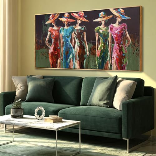 VAYIMDH Women Wall Art Colorful Wall Decor Green Pink Poster Modern Artwork Paintings Figure Pictures for Living Room Girl Room Bedroom 24"x48" - color: Green and Pink, size: 48"L x 24"W