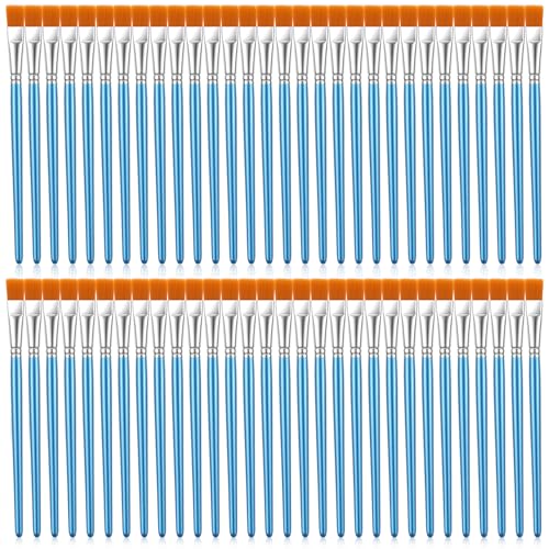 60 PCS Small Paint Brushes Bulk 1/2 Inch Flat Paint Brushes for Acrylic Painting, Synthetic Nylon Artist Brush with Wooden Handle for Watercolor Oil Painting Canvas Face Body Art Crafts