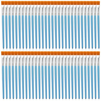 60 PCS Small Paint Brushes Bulk 1/2 Inch Flat Paint Brushes for Acrylic Painting, Synthetic Nylon Artist Brush with Wooden Handle for Watercolor Oil Painting Canvas Face Body Art Crafts