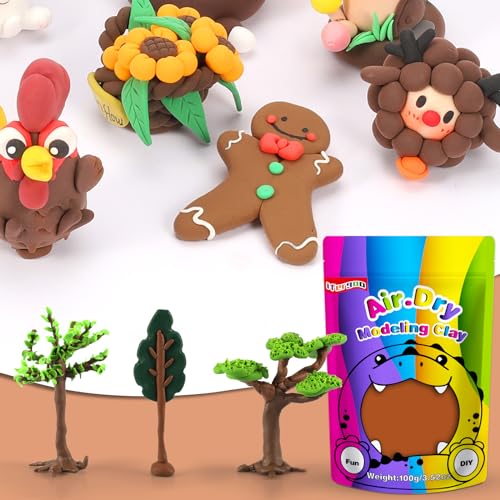 ifergoo Brown Air Dry Clay, DIY Creative Modeling Clay for Kids, Super Light Magic Foam Clay for Kids Age 3-12, Soft, No-Sticky & Non-Toxic, Molding Clay for School Art & Craft Project(100g/3.5oz) - color: Brown/100g