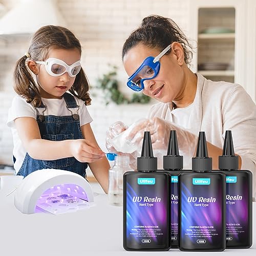 UV Resin 400g Bulk No Odor Upgrade Clear UV Epoxy Resin Hard Fast Cure Resin Kit Jewelry Making Handmade DIY Craft Decoration Coating - size: 400g