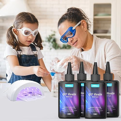 UV Resin 400g Bulk No Odor Upgrade Clear UV Epoxy Resin Hard Fast Cure Resin Kit Jewelry Making Handmade DIY Craft Decoration Coating - size: 400g