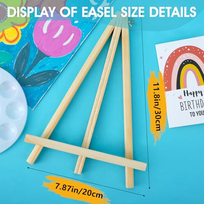 ESRICH 11.8In Wood Easels,Tabletop Painting Display Easels, Painting Party Easel, Kids Student Tabletop Easels for Painting,Portable Canvas Photo Picture Sign Holder（4 Pack ） - style: 11.8''-4PK