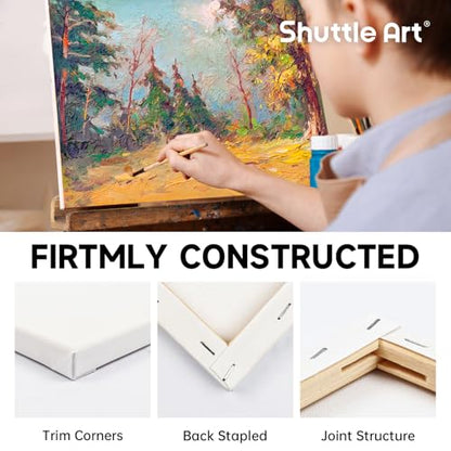Shuttle Art Canvas for Painting, 20-Piece Multi-Pack 5x7 & 8x10 Inch Stretched Canvas, 100% Cotton, Primed White Blank Canvases, Ideal Art Supplies for Kids Acrylic Oil Acrylic Pouring - size: 20 Multi Pack-5x7", 8x10"