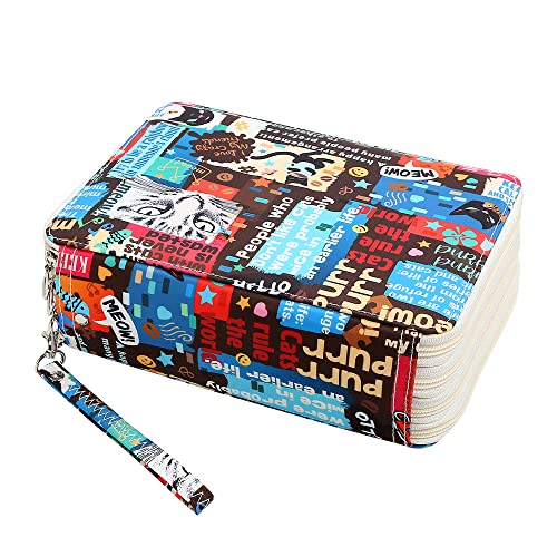 184 Slots Colored Pencil Case Organizer, 4 Layer Bag | Twill Oxford fabric, 187 elastic loops, detachable handle, for travel, home storage, drawing tools, creative gifts - color: Retro
