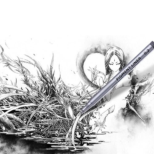 Precision Micro-Line Pens, Set of 9 Size Black Micro-Pen Fineliner Ink Pens, Quick Drying Ink Waterproof Archival Ink Multiliner Pens for Artist Illustration, Sketching, Technical Drawing, Calligraphy