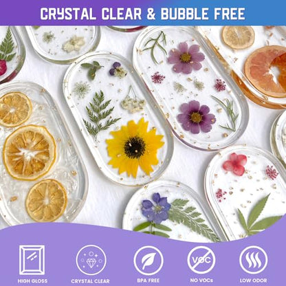 Vivresina Epoxy Resin Kit with Molds for Beginners -17 oz Super Clear Epoxy Resin Complete Kit Include Mica Powders, Glitters, Dried Flowers and Other Resin Supplies, for Adults Crafts Kits,DIY Gift