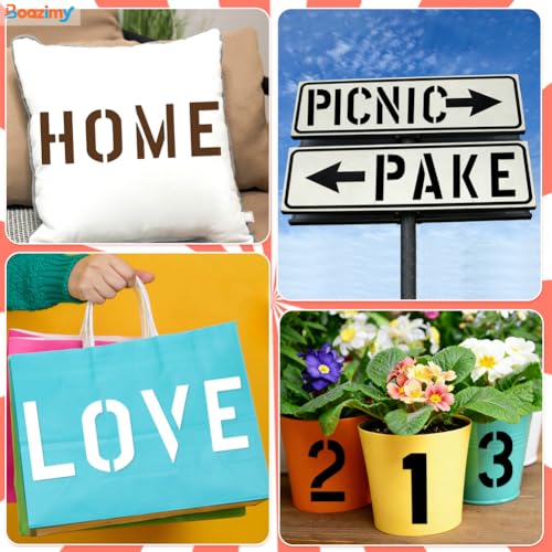 8 Inch 42 Pcs Reusable Letter Number Symbol Stencils, Plastic Painting Templates for Wood Wall Fabric Rock Chalkboard Signage School Door Porch DIY Art Craft Decoration Projects - size: 8 inch（White）