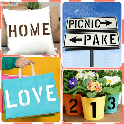 8 Inch 42 Pcs Reusable Letter Number Symbol Stencils, Plastic Painting Templates for Wood Wall Fabric Rock Chalkboard Signage School Door Porch DIY Art Craft Decoration Projects - size: 8 inch（White）