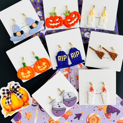 Xaekicr Halloween Polymer Clay Cutters Set – 8pcs Halloween Clay Cutters for Polymer Clay Jewelry, Clay Earring Cutters and Molds – Pumpkin, Tombstone, Witch Hat Clay Tools for DIY Crafts - color: C color