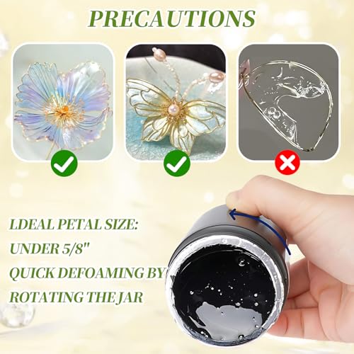 Dip Resin for Wire Flowers, Dip Resin Crystal Clear with Pliers and Wire Fast Curing Highly Transparent Crystal Clear Gloss Finish for DIY Art Jewelry Creative Modeling, 100ML