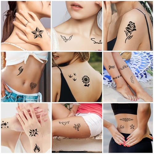 12 Temporary Tattoo Stencils,142 PCS Henna Stencils Reusable Tattoo Stencils for Face Body Art Painting for Women Men Adults Kids - color: 12 sheets, 142 pcs
