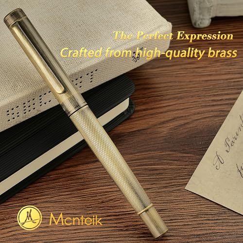 MCNTEIK Bronze Rollerball Pen, Stunning Luxury with Mesh Texture Design、Schmidt Ink Refill, Nice Gift Set for Men & Women, Business, Executive, Office, Writing, Graduation, Nice Fancy Designer Pens - color: Bronze