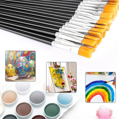 30Pcs Paint Brushes for Acrylics Painting Kids Paintbrushes Flat Nylon Hair Crafts Brush Small Oil Watercolors Artist Supplies Bulk for Children and Adult, Black - color: Black