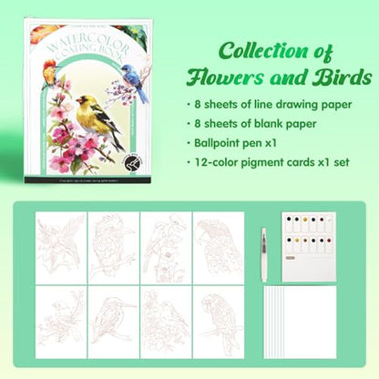 houlishu Flower Bird Art Painting Book, Portable Sketch Album for Art Creation and Relaxation