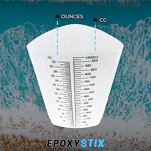 [Pack of 20] EpoxyStix 32oz Triangular Paint/Epoxy Graduated Cups - Ideal For Mixing and Precise Pouring - Made from Polypropylene - Measurements in Ounces and Cubic Centimeter - size: Pack of 20