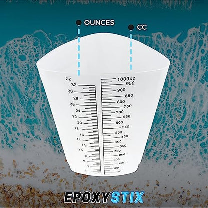 [Pack of 20] EpoxyStix 32oz Triangular Paint/Epoxy Graduated Cups - Ideal For Mixing and Precise Pouring - Made from Polypropylene - Measurements in Ounces and Cubic Centimeter - size: Pack of 20