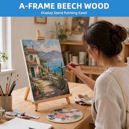 Falling in Art Beechwood 25’’ Tabletop Easel Display Stand Set for Painting- Holding Canvas Up to 22 1/2 Inches High, 4 Pack Artist A-Frame Tripod with Rubber Feet, Portable Photo and Sign Holder - size: 4 Pack