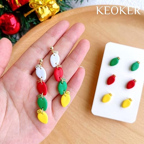 Keoker Christmas Polymer Clay Cutters - 10 Shapes Clay Earrings Cutters, Santa Clay Cutters (Studs) - color: studs clay cutters