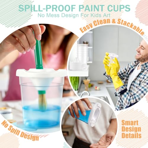 20 Packs No Spill Paint Cups for Kids, Small Plastic Paint Containers with Lids, Spill-Proof for Painting, School, Classroom, Art Crafts Supplies - size: 20 Pack