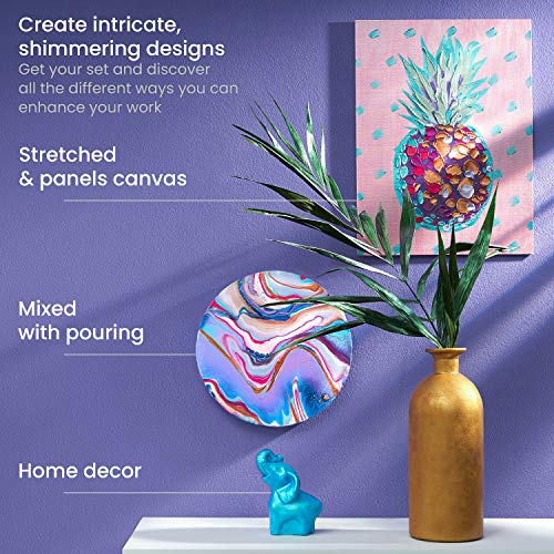 ARTEZA Metallic Acrylic Paint, Set of 8 Vibrant Essentials Colors 4.06oz Tubes, Rich Pigments, Non-Fading, Paints for Artists & Hobby Painters - style: 8 x 120ml (4.06 fl oz) Vibrant Essentials