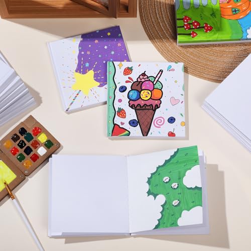 Hardcover Blank Book,100GSM White Blank Books for Kids to Write Stories,40 Pages 5x5 Inch Blank Page Journal Make Your Own Book Ideal for Teens Reading Writing Drawing Guestbook (12, White-5*5inch) - color: White-5*5inch