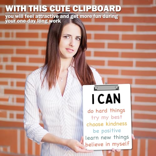 Inspirational Clipboard, Positive Affirmations ClipBoards with Low Profile Clip for Kids Students, Motivational ClipBoards Suitable for School Office, 12.6 x 9 Inch Size - C06 - style: I Can Do Hard Things
