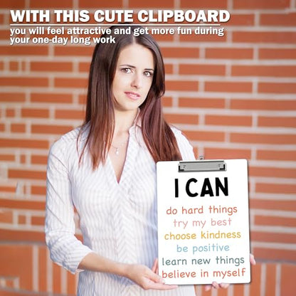 Inspirational Clipboard, Positive Affirmations ClipBoards with Low Profile Clip for Kids Students, Motivational ClipBoards Suitable for School Office, 12.6 x 9 Inch Size - C06 - style: I Can Do Hard Things