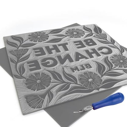Falling in Art 12 * 12 Linoleum Carving Blocks, 2 Pack Soft Stamp Rubber Blocks for Crafts and Artists Printmaking, Gray,1/8" Thick - color: Gray, size: 12'' x 12'' 2 Pack