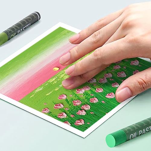 Mifuner Soft Oil Pastels Set (6 Sticks,6 Colors),Colors Heavy Oil Pastels Vibrant and Creamy,Pastel Art Supplies for Artists,Gallery Oil Painting Stick Adult Art Drawing. Green - color: Pastel-6pcs Green