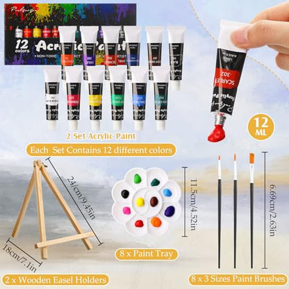Cholemy 36 Pcs Paint and Sip Kit for Adults 8''x10'' Pre Drawn Canvas for Painting DIY Afro Acrylic Painting Kit Wood Easel Brushes Date Night Bulk for Summer 4th of July Party Gift(Flowers Woman) - style: Flowers Woman