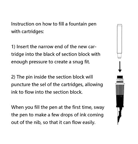 Asvine 30 PCS Hongdian Fountain Pen Ink Cartridges 6 Colors Set (Black, Blue, Green, Red, Purple, Light Blue), 3.4mm Bore Diameter - color: Mixed Color