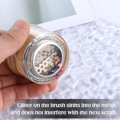 Nail Brushes Washing Cup, Acrylic Liquid Powder Glass Dappen Dish Glass Cup, Mesh Acrylic Liquid Powder Removal Dappen Dish with Lid & Mesh Layered Brushes Washer