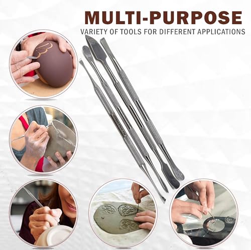 A2ZScilab - Stainless Steel Spatula Wax & Clay Sculpting Tool Carver Set, Carving Pottery Tools - Sculpture Shaper Polymer Modeling Tools for Clay, Pottery, Ceramics Artwork & Holiday Crafts (4PCS) - style: 4PCS