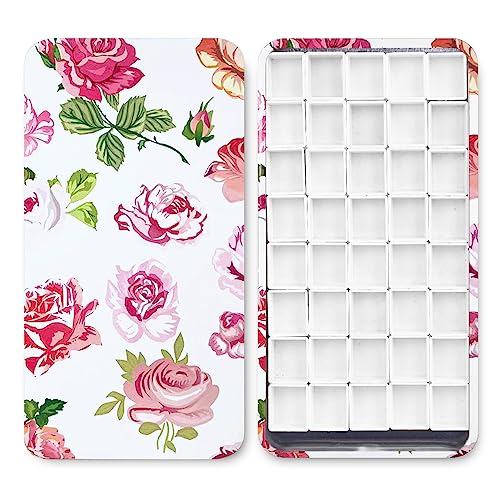 40Pcs Empty Half Pans with Magnetic Stripe Watercolor Paint Travel Tin Palette Case, Artist Paints Half Pan Kits for DIY Watercolor Oils or Acrylics Painting Art Drawing Pink Rose - color: Pink Rose