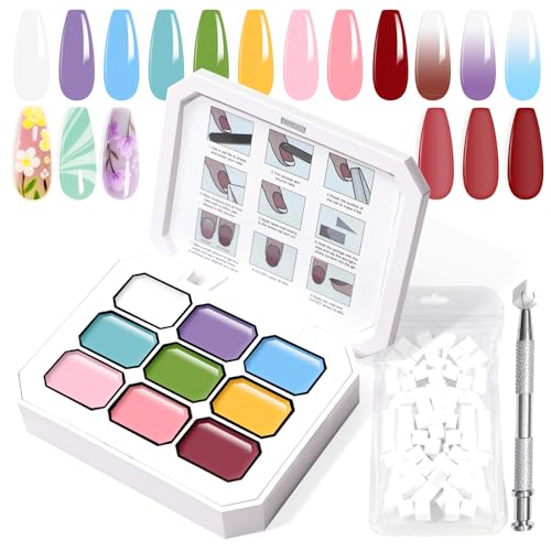 Gradient Painting Gel, 9 Bright Colors Ombre Gel Nail Polish Light Pink Blue Summer Kit Sponging for Pigment Pat Kit Aura Nails French Manicure Soak Off UV Bloom Summer Set - color: Bloom Summer Set