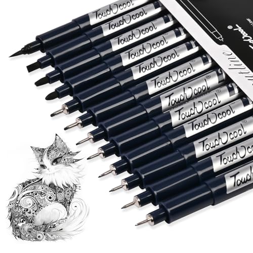 Micro Drawing Pens Art Pens, Fineliner - 12 Assorted Sizes, Fine Line Waterproof Black Ink Artist Supplies for Artists Adults Sketch Outline Anime Illustration Manga Writing