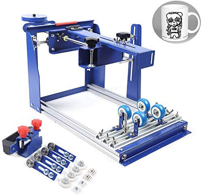 TECHTONGDA 8x10 Inches Cylindrical Screen Printing Machine for 6.7 Inches Diameter Cylinder Silk Screen Printing Press for Pen Cup Bottle