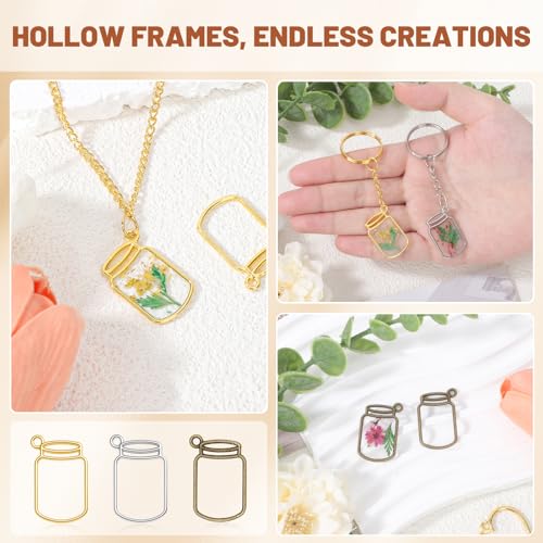 Gartful Open Bezels for Resin Jewelry Making, Hollow Frame Pendants with Jump Rings, Craft Bezels for Necklace, Earrings - style: Bottle - 30PCS