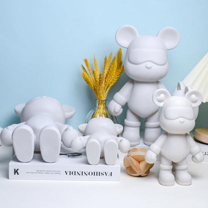 DIY (9+13 Inch, Blank Mold) Fluid Bear + Keychain Painting Set, Teddy Bear Figure for Creative Fluid Art and Home Decoration - size: 13 Inch