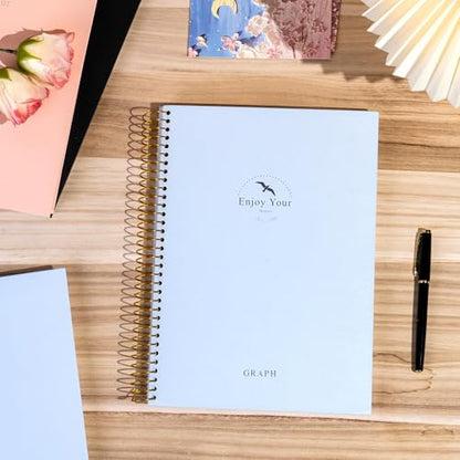 FLYING EAGLE 8.5 x 11 Large Graph Notebook Journal Spiral Graph Grid Notebook 210 Pages Hardcover Notebooks Engineering Paper Notebook Graphing Notebook for Men Women, Blue - color: Blue, size: Graph